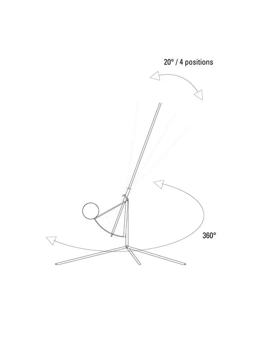 DCW Editions Mantis floor lamp BS1 technical drawing with movement