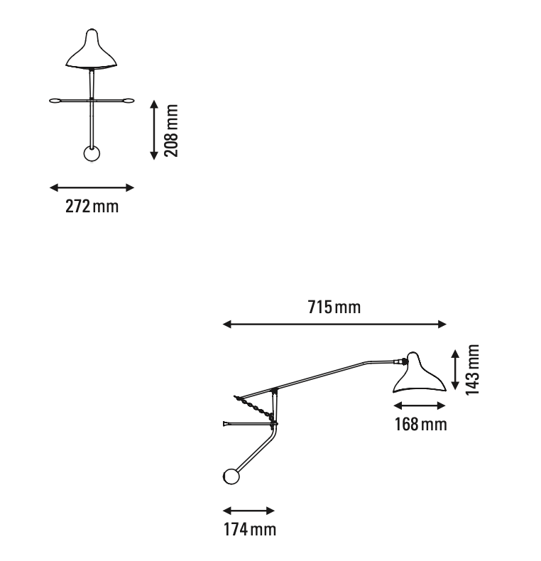 Mantis BS2 Adjustable Mini Bracket Wall, Black, LED, On/Off, Plug In, IP20