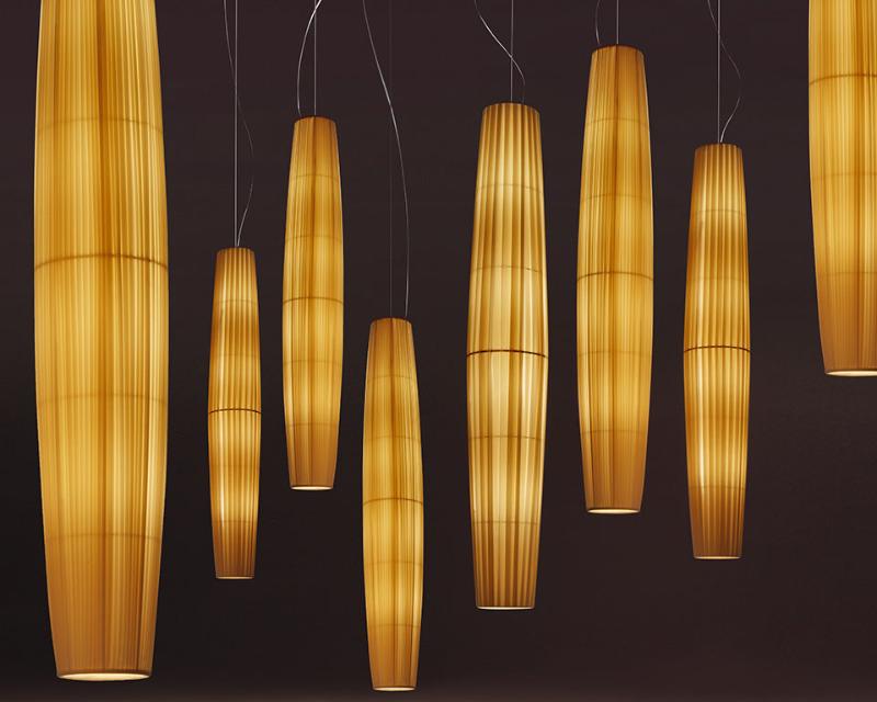 Maxi Pendant, 158 cm, Cream Ribbons, E27, Floor Switch, Plugs In, IP20