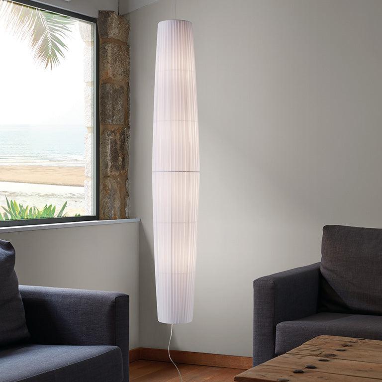 Maxi Pendant, 190 cm, White Ribbons, E27, Floor Switch, Plugs In, IP20