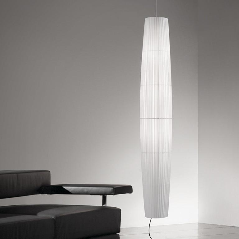 Maxi Pendant, 190 cm, White Ribbons, E27, Floor Switch, Plugs In, IP20