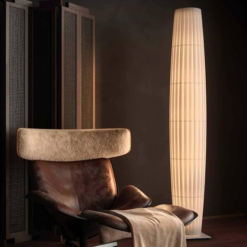 Maxi Floor Lamp, White Ribbons, E27, Floor Switch Dim, IP20