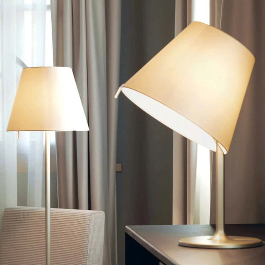 Melampo Reading Table Lamp, Bronze with Ecru Silk Shade, IP20