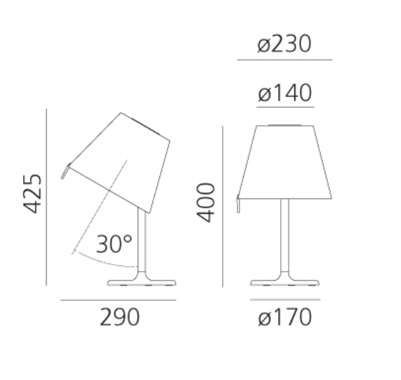 Melampo Reading Table Lamp, Aluminium with Grey Silk Shade, IP20