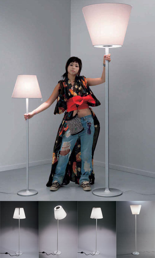 Melampo Reading Floor Lamp, Bronze with Ecru Silk Shade, E27, IP20