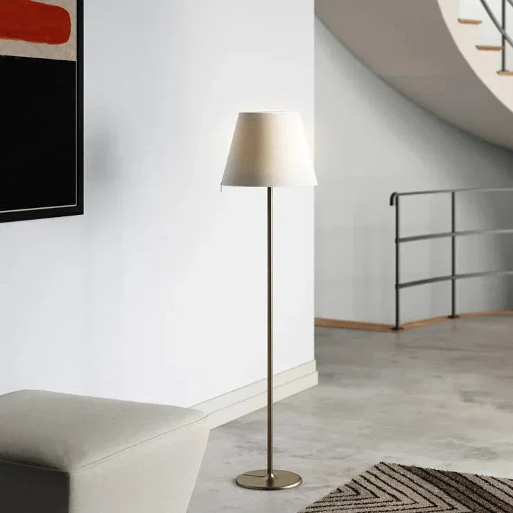 Melampo Reading Floor Lamp, Aluminium with Grey Silk Shade, E27, IP20