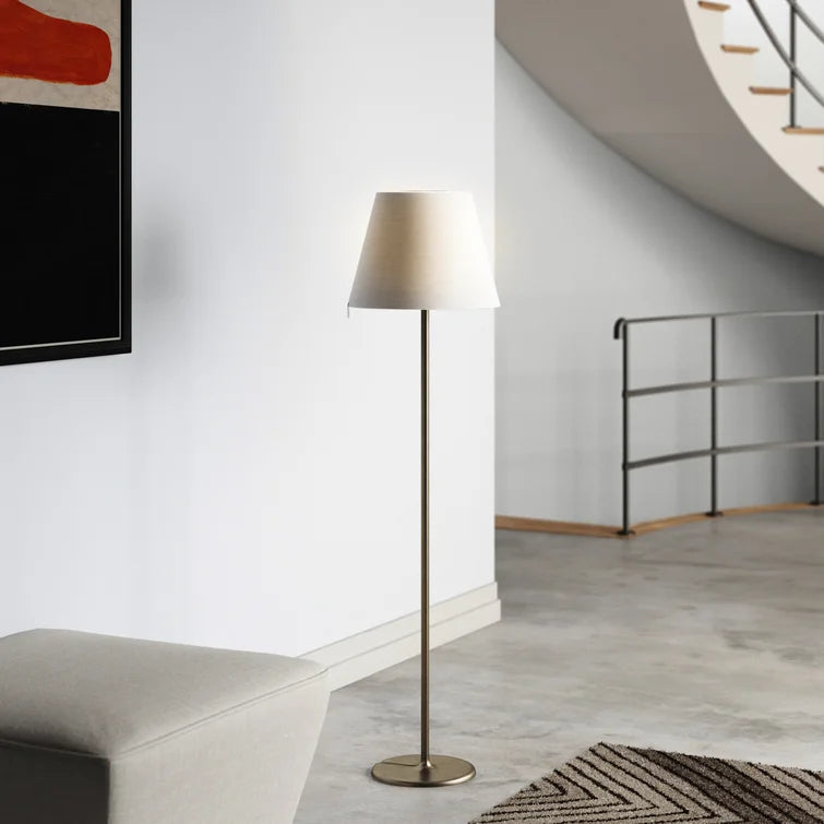 Melampo Reading Floor Lamp, Aluminium with Grey Silk Shade, E27, IP20