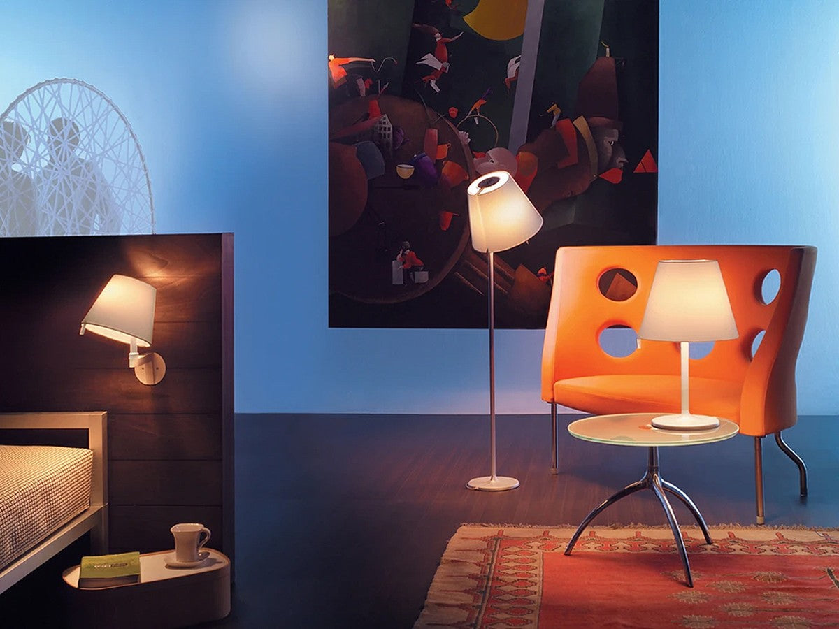 Melampo Reading Floor Lamp, Bronze with Ecru Silk Shade, E27, IP20