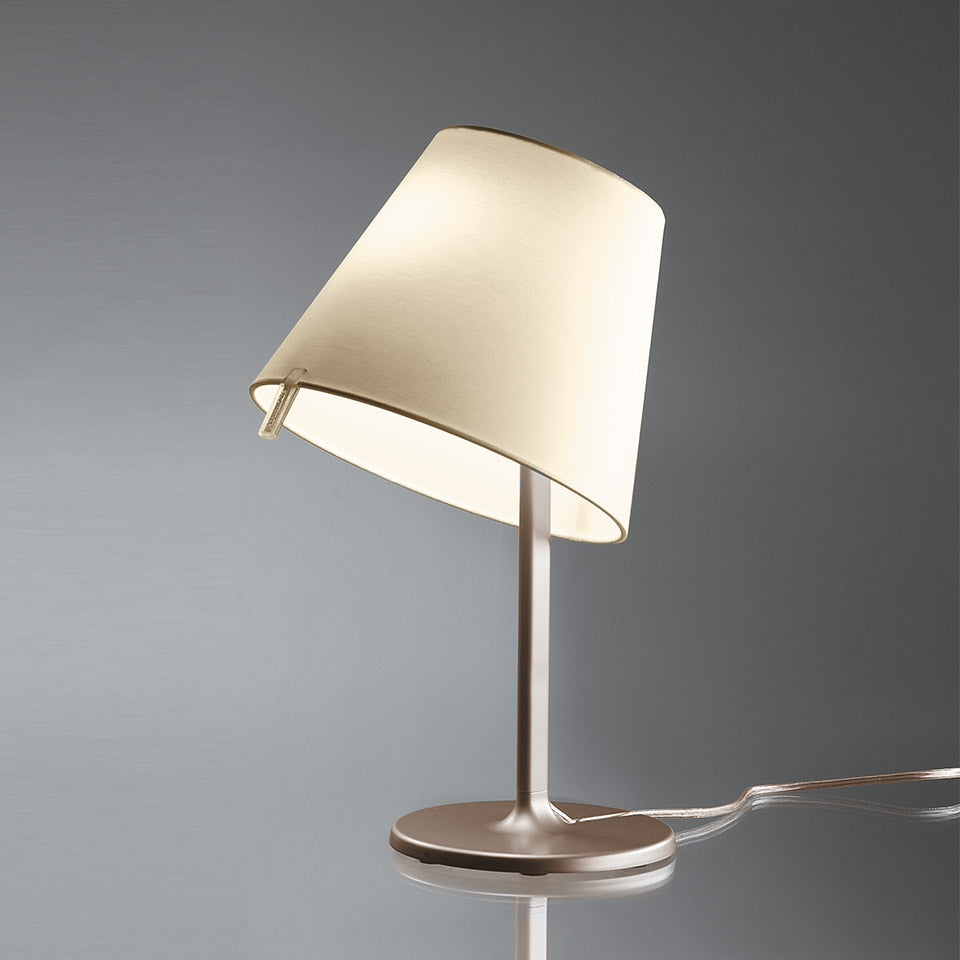 Melampo Reading Table Lamp, Bronze with Ecru Silk Shade, IP20