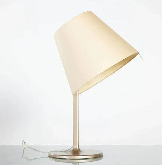 Melampo Reading Table Lamp, Aluminium with Grey Silk Shade, IP20
