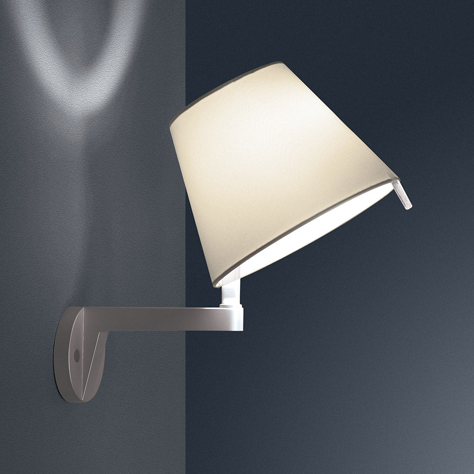 Melampo Reading Wall Light, Aluminium with Grey Silk Shade, E14 IP20