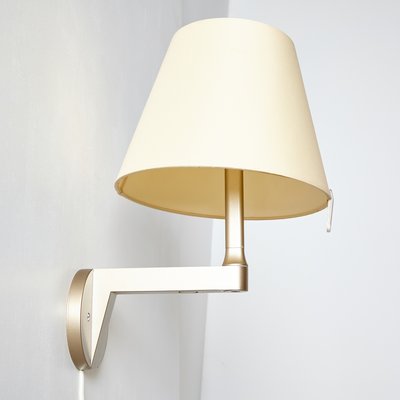 Melampo Reading Wall Light, Aluminium with Grey Silk Shade, E14 IP20