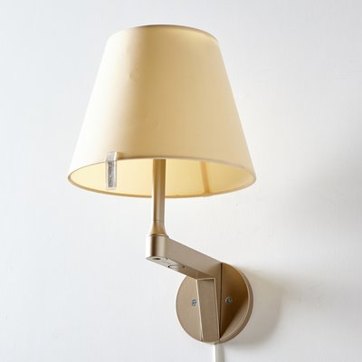 Melampo Reading Wall Light, Aluminium with Grey Silk Shade, E14 IP20