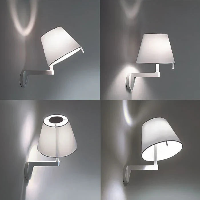 Melampo Reading Wall Light, Aluminium with Grey Silk Shade, E14 IP20