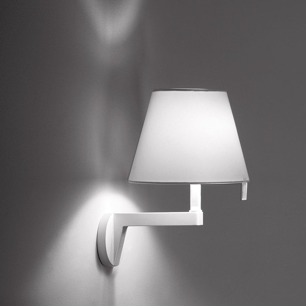 Melampo Reading Wall Light, Aluminium with Grey Silk Shade, E14 IP20