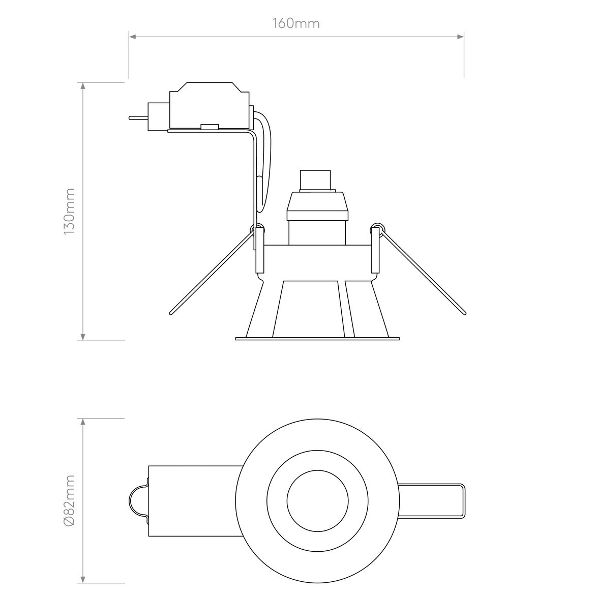 Technical drawing of a camping stove with dimensions on a white background