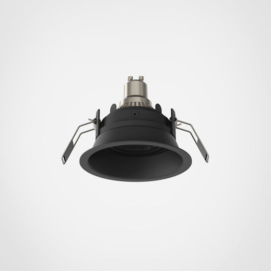 Black spotlight with metal fitting on a light gray background