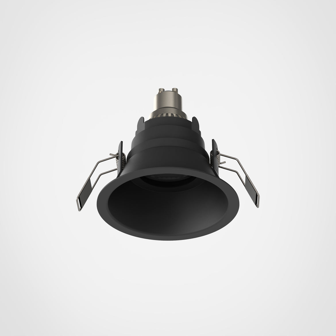Black ceiling light fixture on a white background