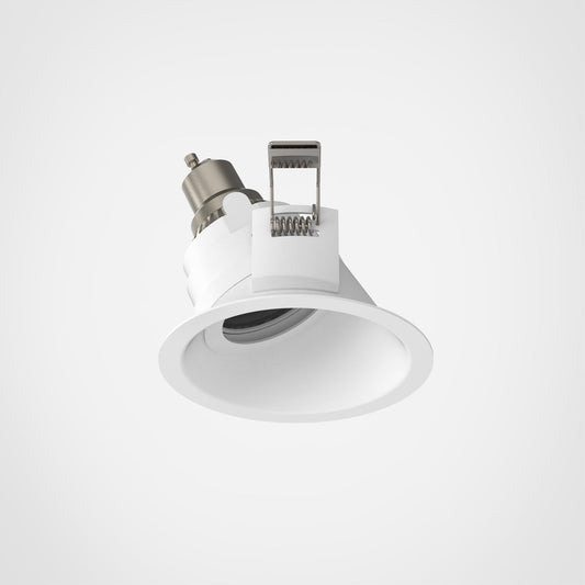 White recessed ceiling light on a white background
