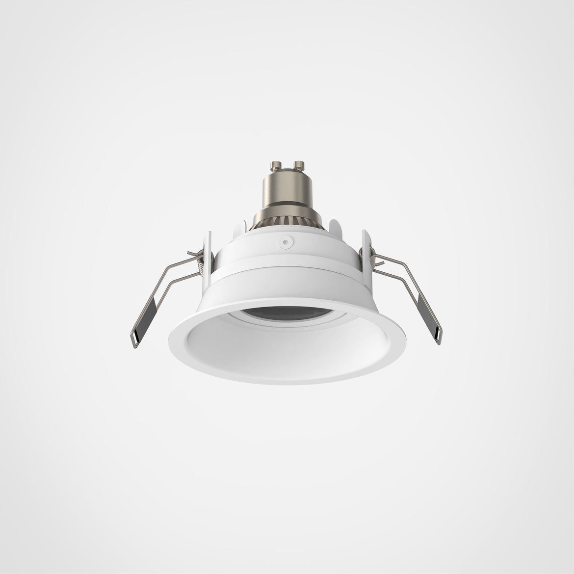White recessed ceiling light on a gray background
