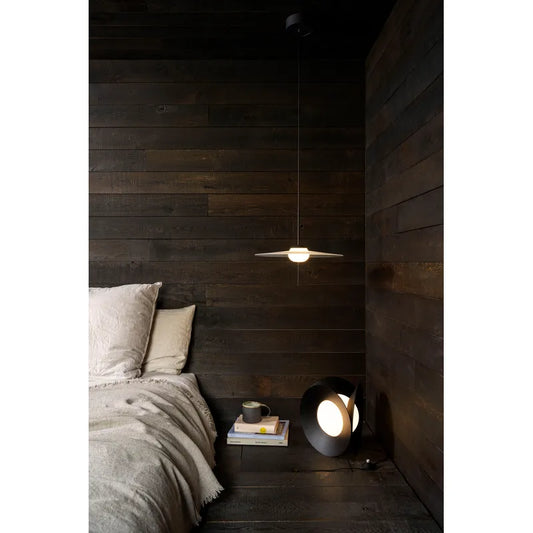 DCW Editions Mono 40 pendant by bedside in wooden bedroom