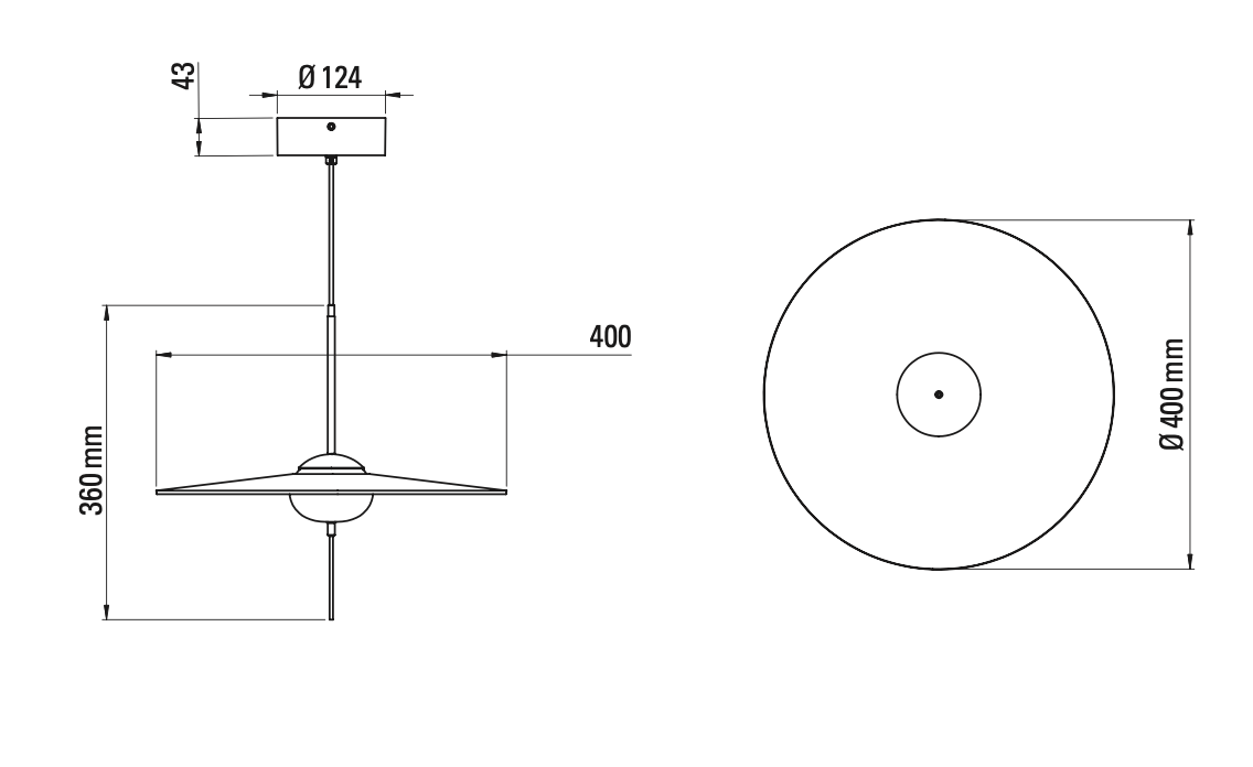 DCW Editions Mono 40 pendant technical drawing