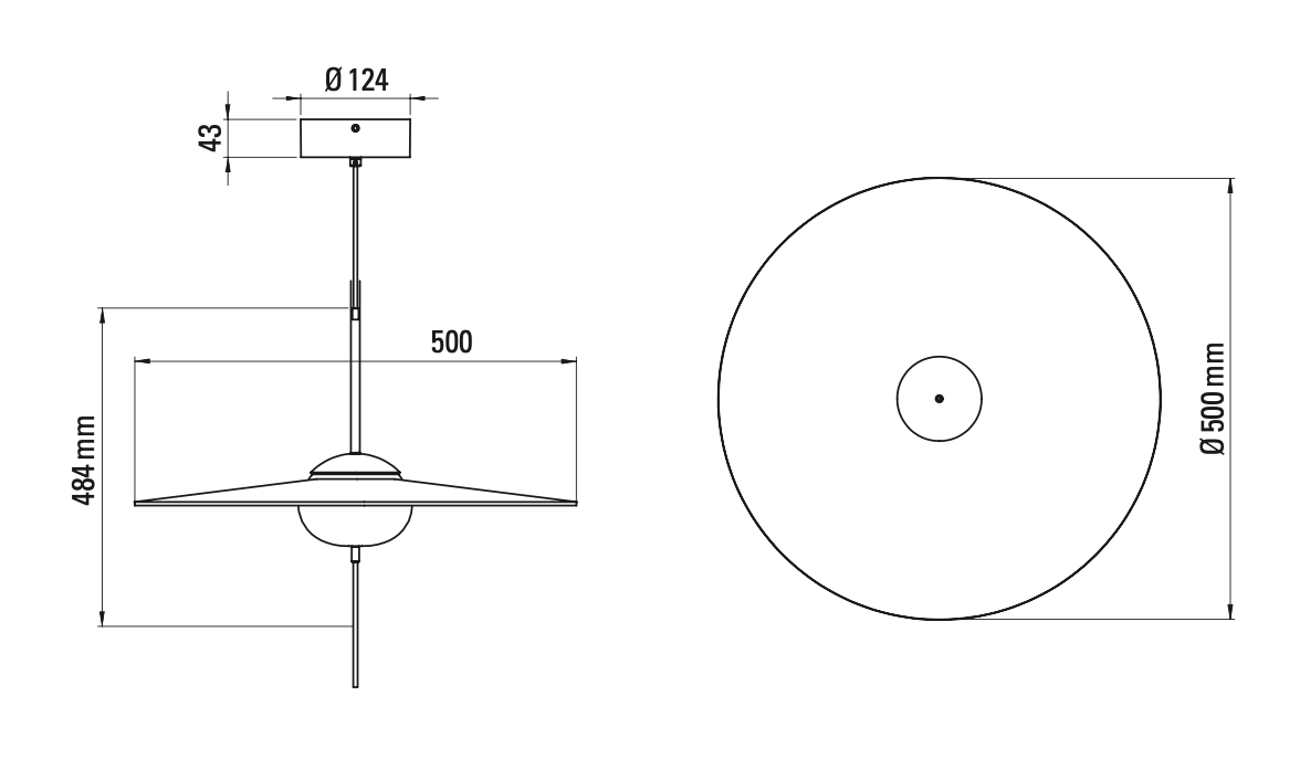 DCW Editions Mono 50 pendant technical drawing