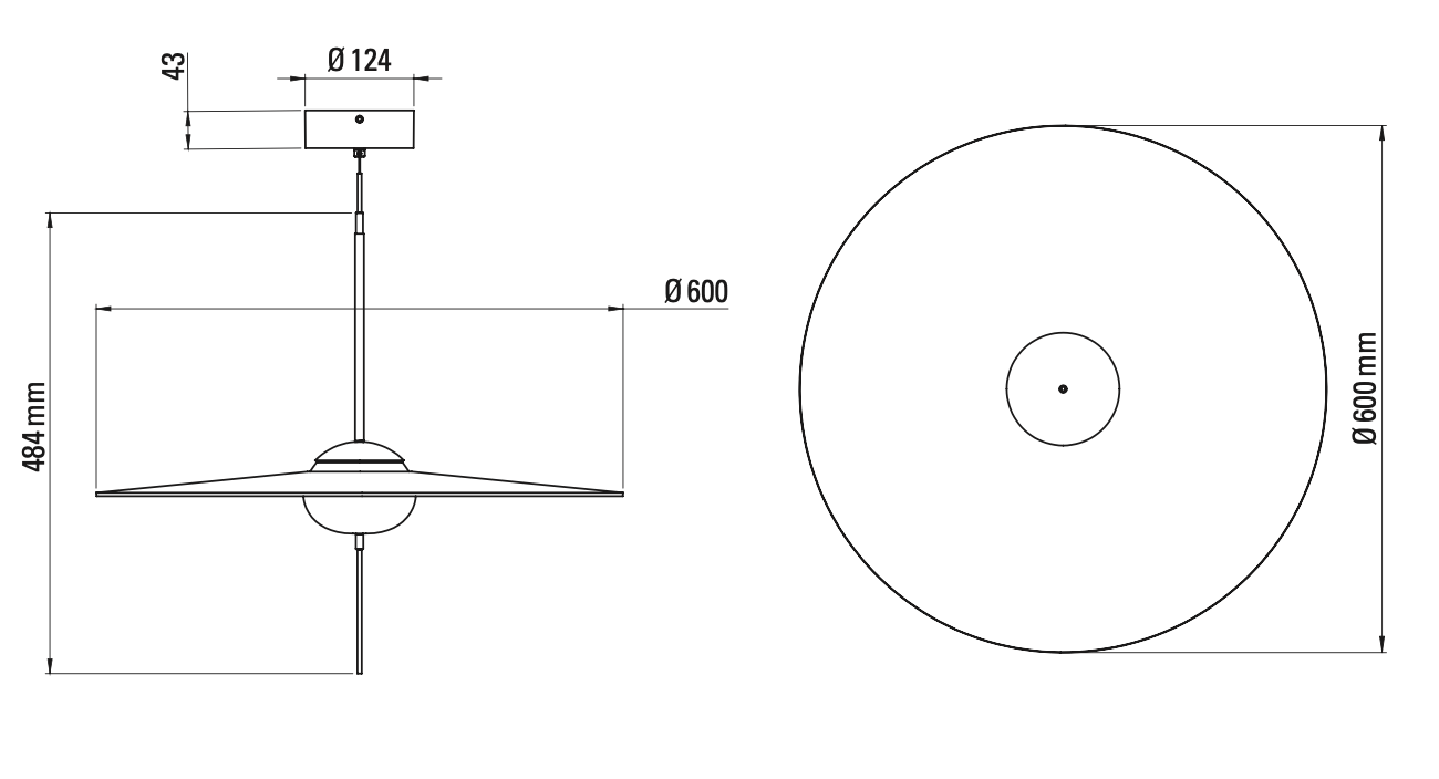 DCW Editions Mono 60 pendant technical drawing