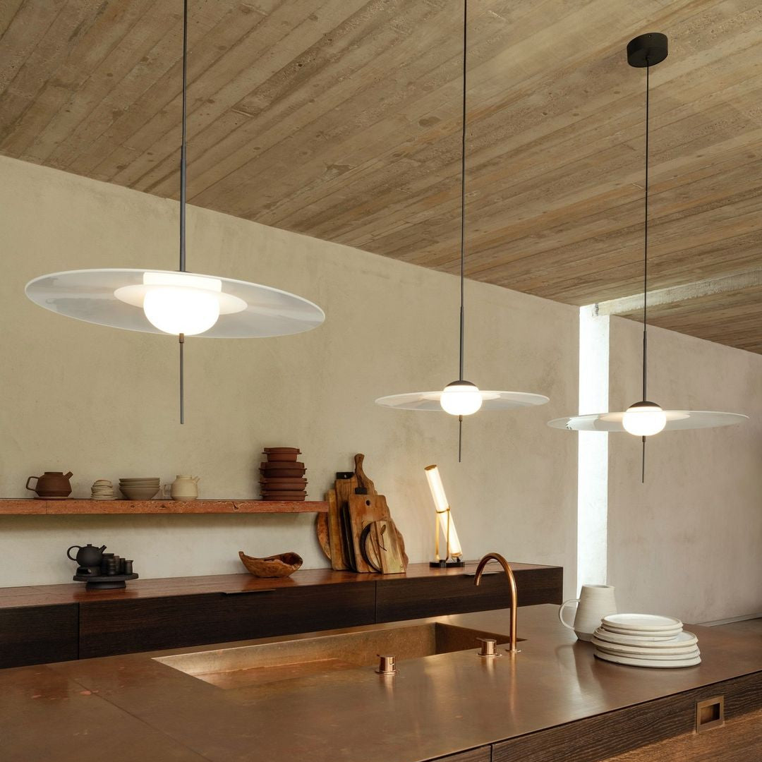 DCW Editions Mono pendant over copper kitchen island