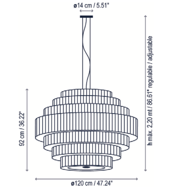 Mos Pendant, 120 cm, White Ribbons, E27, IP20