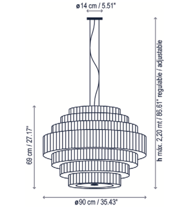 Mos Pendant, 90 cm, White Ribbons, E27, IP20