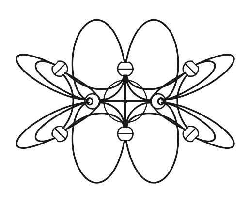 DCW Editions Munari pendant with 10 acrylic spheres technical drawing of bottom view