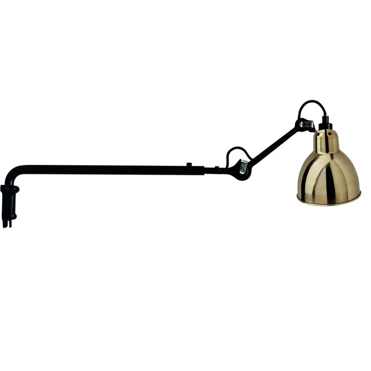 Gras N203 Adjustable Wall Telescopic Straight Arm Gold Shade with Plug, E14, IP20