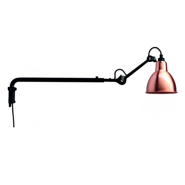 Gras N203 Adjustable Wall Telescopic Straight Arm Copper Shade with Plug, E14, IP20