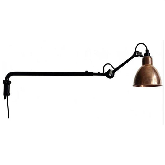 Gras N203 Adjustable Wall Telescopic Straight Arm Raw Copper Shade with Plug, E14, IP20