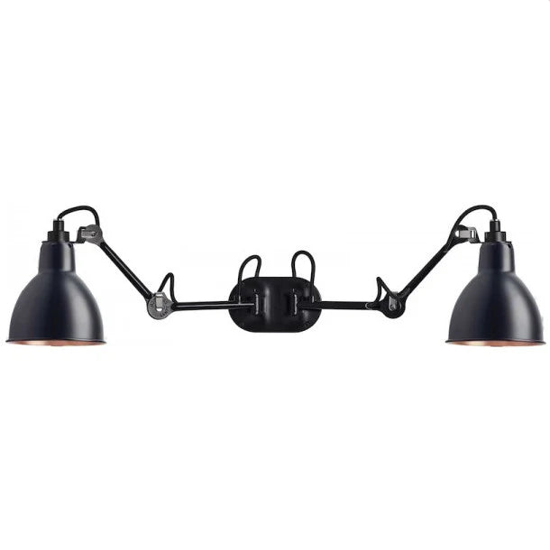 Gras N204 Adjustable Wall Double Arm Black Shade, E27, IP20