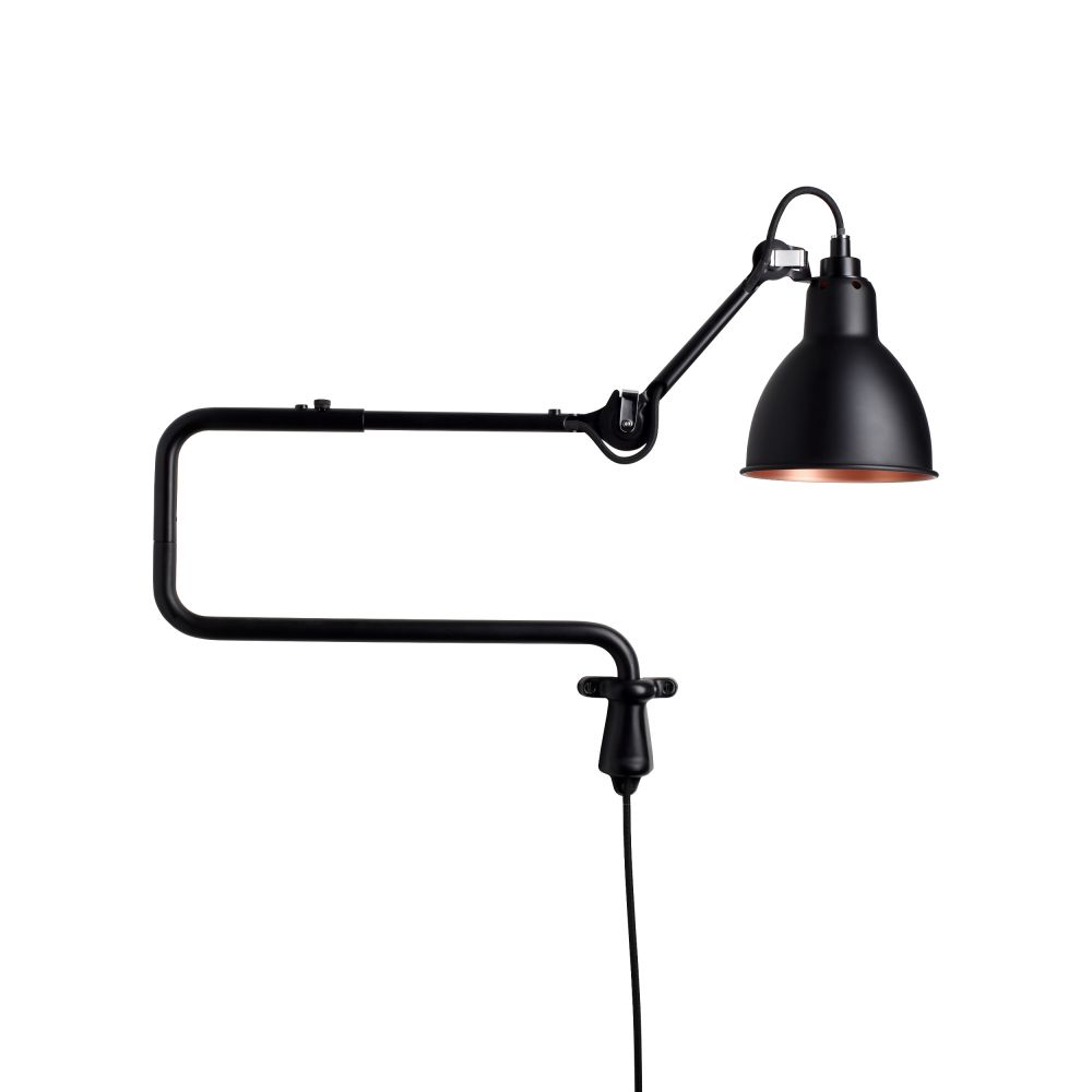 Gras N303 Adjustable Wall C Arm Round Black Shade, Plug In, E14, IP20