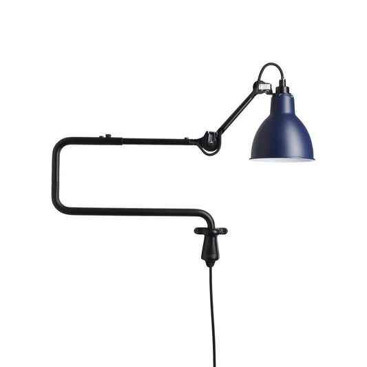 Gras N303 Adjustable Wall C Arm Round Blue Shade, Plug In, E14, IP20