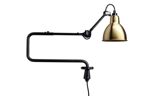 Gras N303 Adjustable Wall C Arm Round Gold Shade, Plug In, E14, IP20