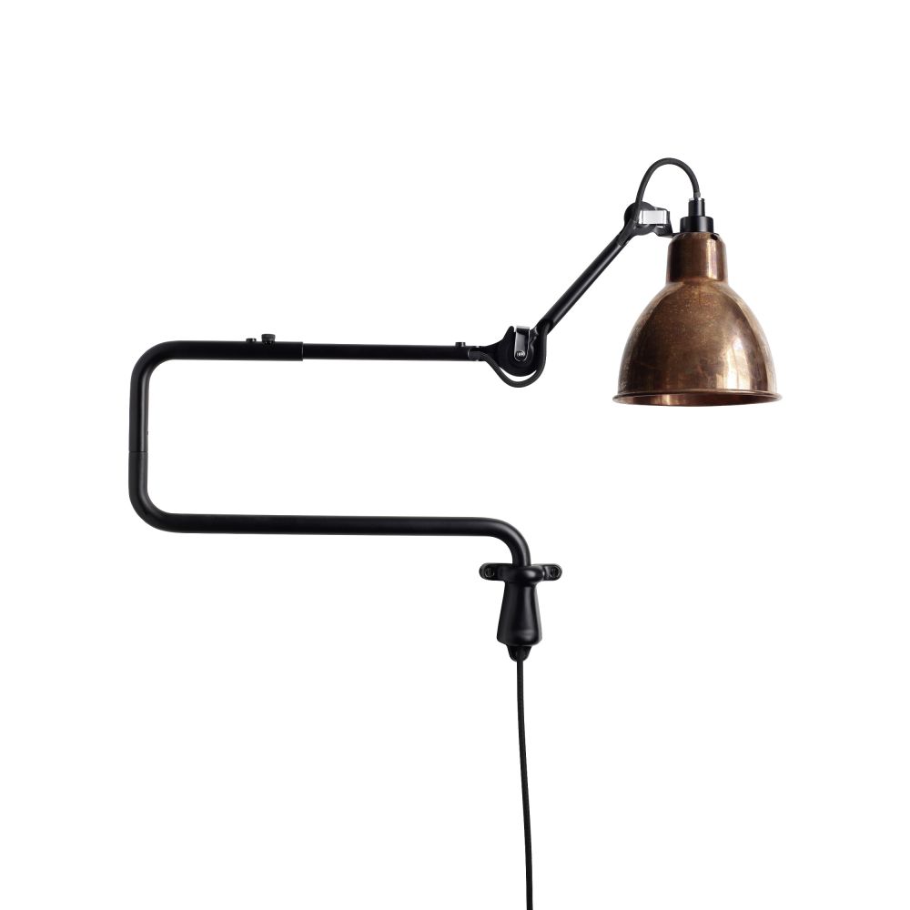 Gras N303 Adjustable Wall C Arm Round Raw Copper Shade, Plug In, E14, IP20