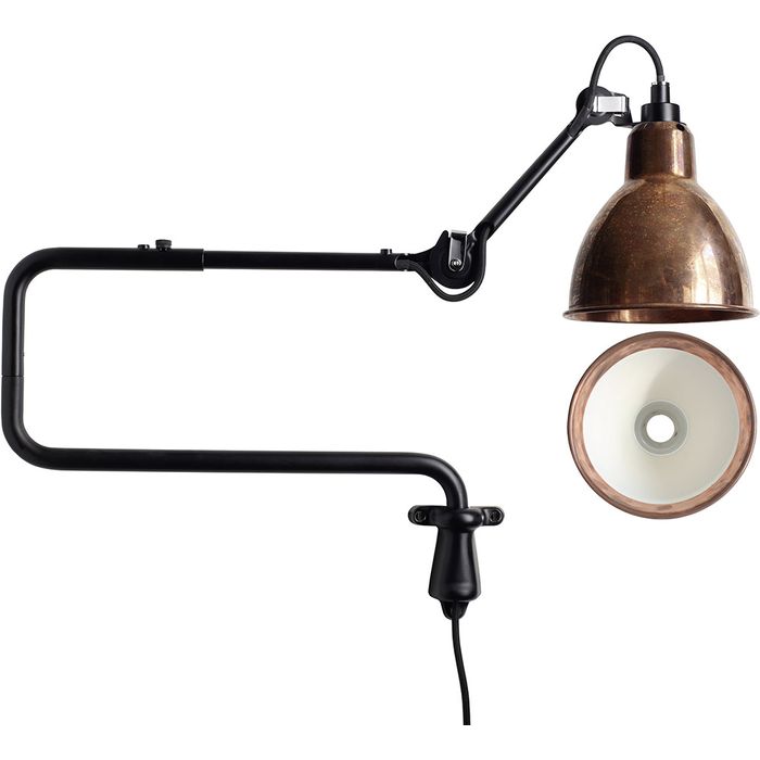 Gras N303 Adjustable Wall C Arm Round Raw Copper Shade, Plug In, E14, IP20