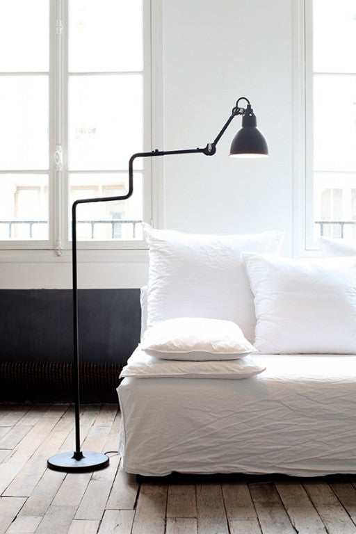 Gras N411 Adjustable Reading Floor Lamp C Arm Round Copper Shade, E14, IP20