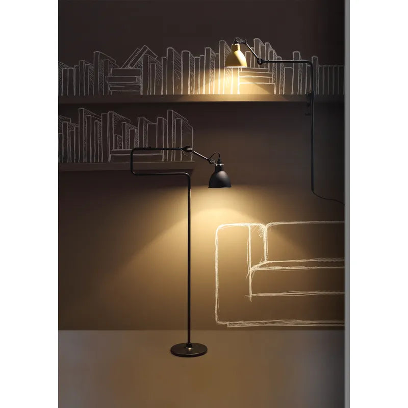 Gras N411 Adjustable Reading Floor Lamp C Arm Round White Shade, E14, IP20