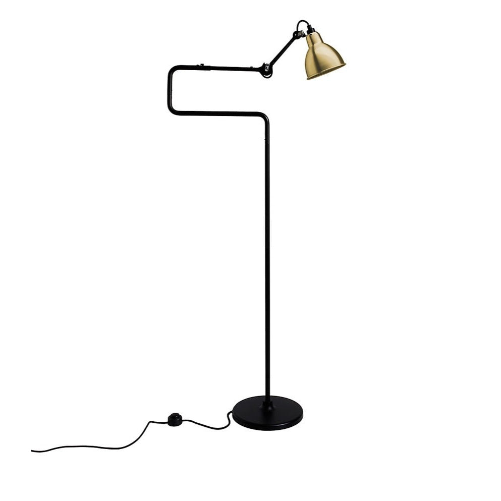 Gras N411 Adjustable Reading Floor Lamp C Arm Round Gold Shade, E14, IP20