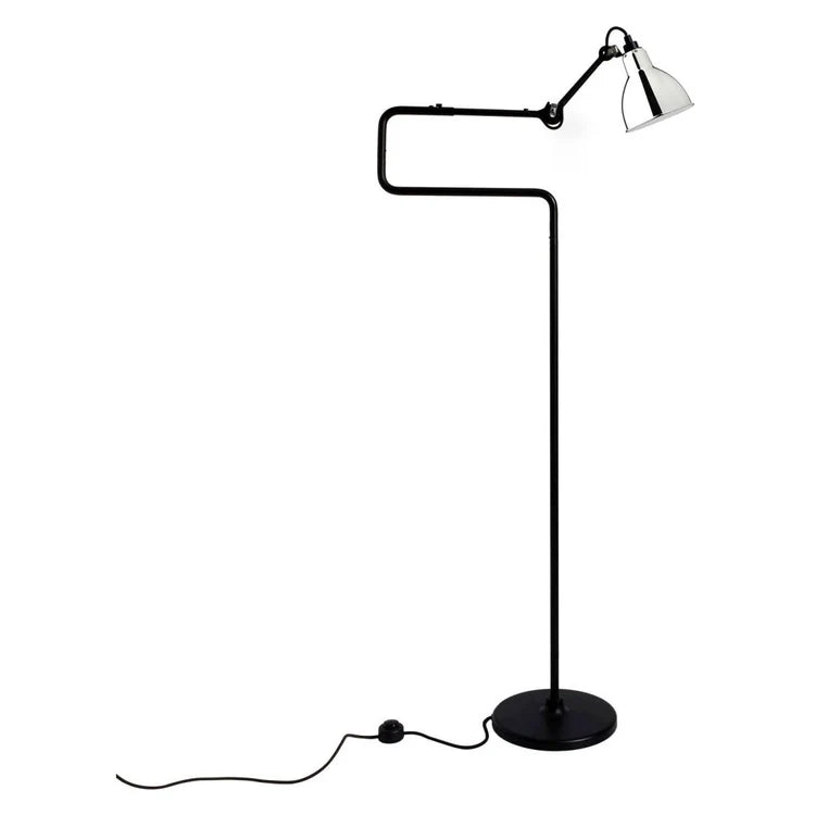 Gras N411 Adjustable Reading Floor Lamp C Arm Round Chrome Shade, E14, IP20