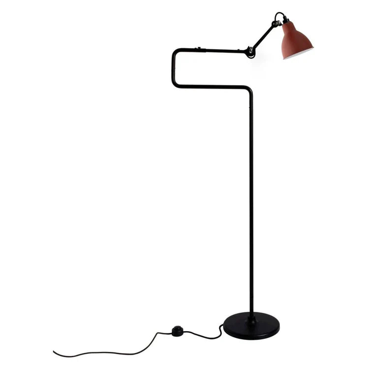 Gras N411 Adjustable Reading Floor Lamp C Arm Round Red Shade, E14, IP20