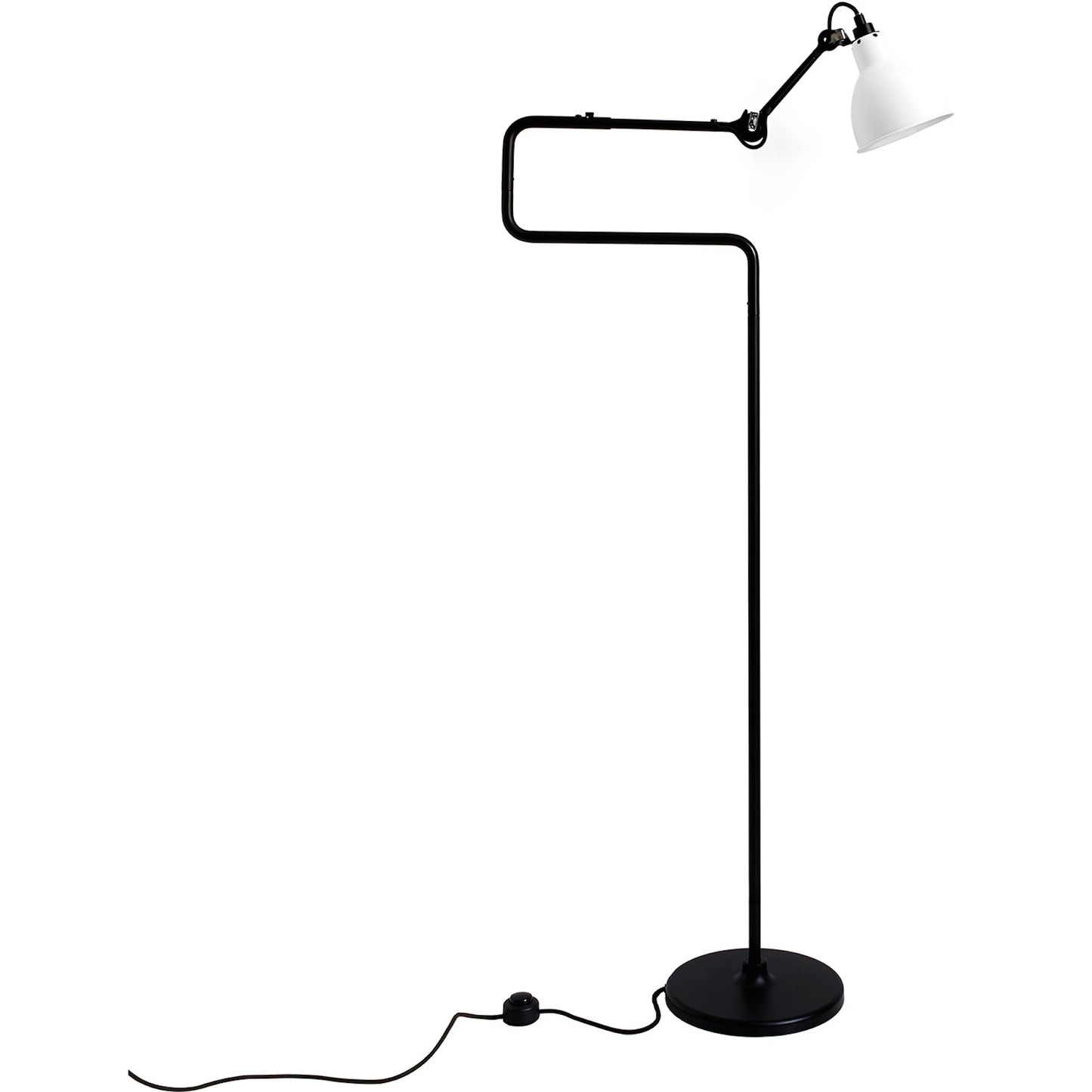 Gras N411 Adjustable Reading Floor Lamp C Arm Round White Shade, E14, IP20