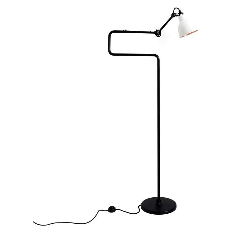 Gras N411 Adjustable Reading Floor Lamp C Arm Round White Shade, E14, IP20