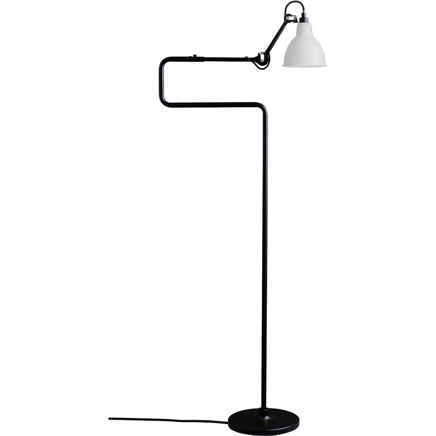 Gras N411 Adjustable Reading Floor Lamp C Arm Round White Shade, E14, IP20