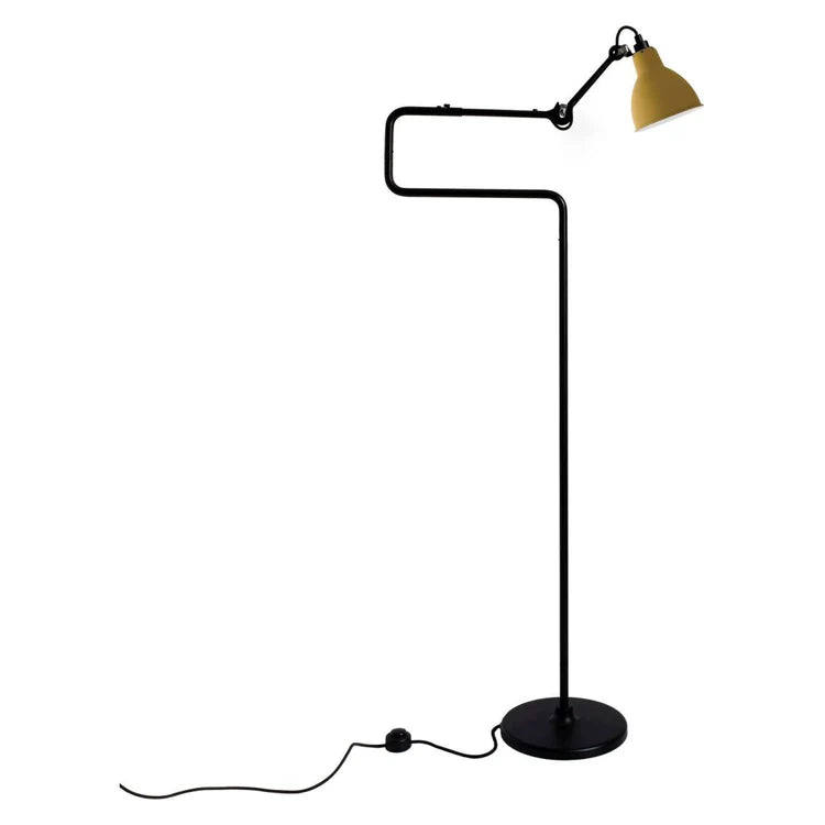 Gras N411 Adjustable Reading Floor Lamp C Arm Round Yellow Shade, E14, IP20